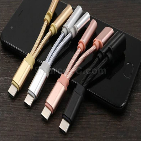 Customization Type-C 2-in-1 Headphone Charging Adapter Promotional Products