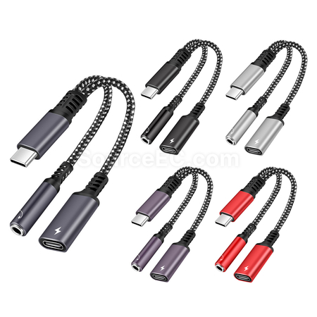 Customization Type-C 2-in-1 Headphone Charging Adapter Promotional Products