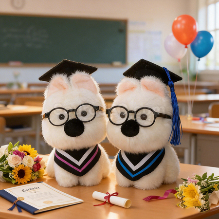 Customization West Highland White Terrier Plush Graduation Doll Promotional Products