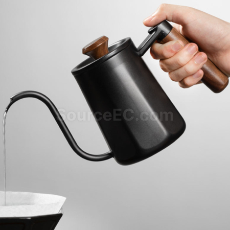 Customization 304 Stainless Steel Long Spout Narrow Mouth Wooden Handle Anti-scalding Pour-Over Kettle Promotional Products