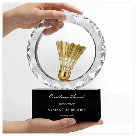 Customization Badminton Crystal Trophy Promotional Products