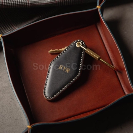 Customization Double-Sided Diamond PU Leather Keychain Promotional Products