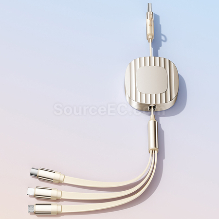 Customization 140W 2-in-1-to-3 Retractable Fast Charging Data Cable Promotional Products