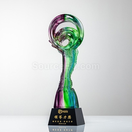 Customization Green Purple Colorful Crystal Trophy Promotional Products