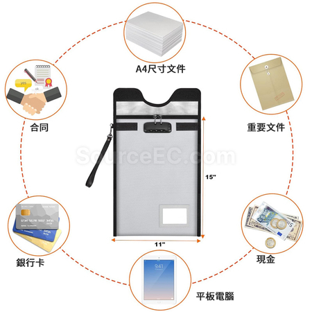 Customization Lockable Fireproof & Waterproof Document Bag Promotional Products