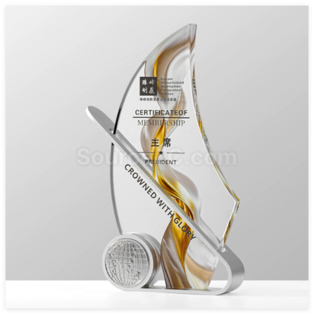 Customization Sailing Ship Crystal Metal Trophy Promotional Products