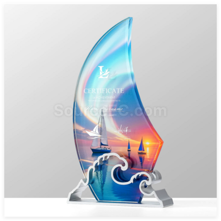 Customization Sailing Ship Crystal Metal Trophy Promotional Products