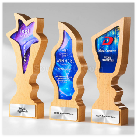 Customization Creative Wooden Crystal Trophy Promotional Products
