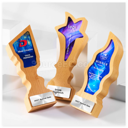 Customization Creative Wooden Crystal Trophy Promotional Products