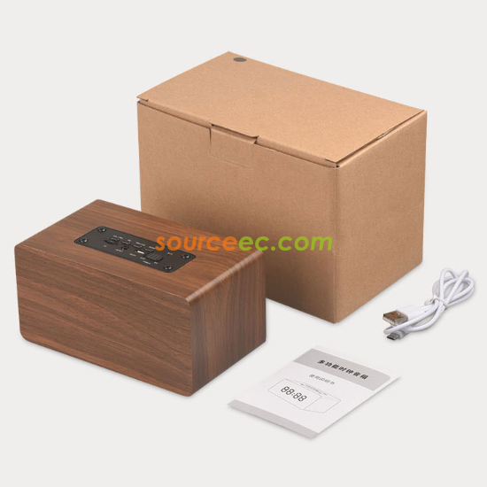 Customization Wooden wireless bluetooth alarm clock speaker Promotional Products