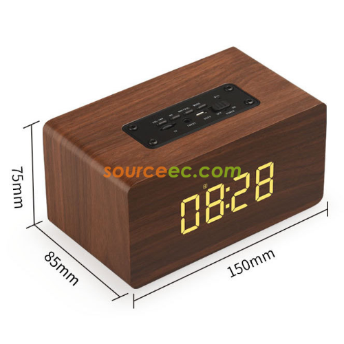 Customization Wooden wireless bluetooth alarm clock speaker Promotional Products