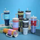 Large capacity double-layer vacuum straw thermos cup
