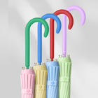 Dopamine Contrasting Color Umbrella With Straight Bar And Long Handle